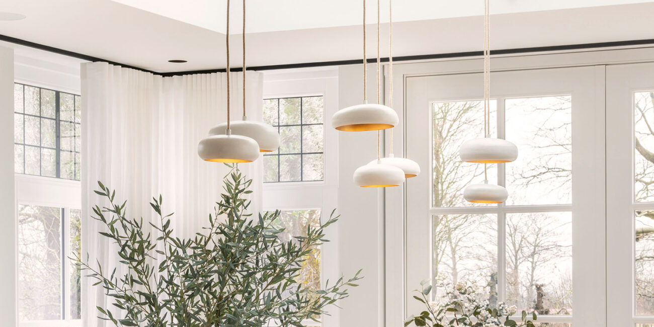 Hanglamp wit/ecru 8 kappen