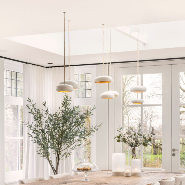 Hanglamp wit/ecru 8 kappen